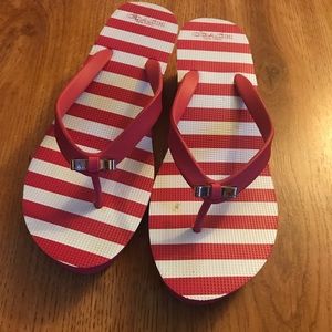 Coach red striped flip flops 9.5 women’s